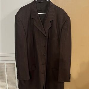 Vittorio Dark Brown Striped Suit (3 piece set blazer,vest and pants)